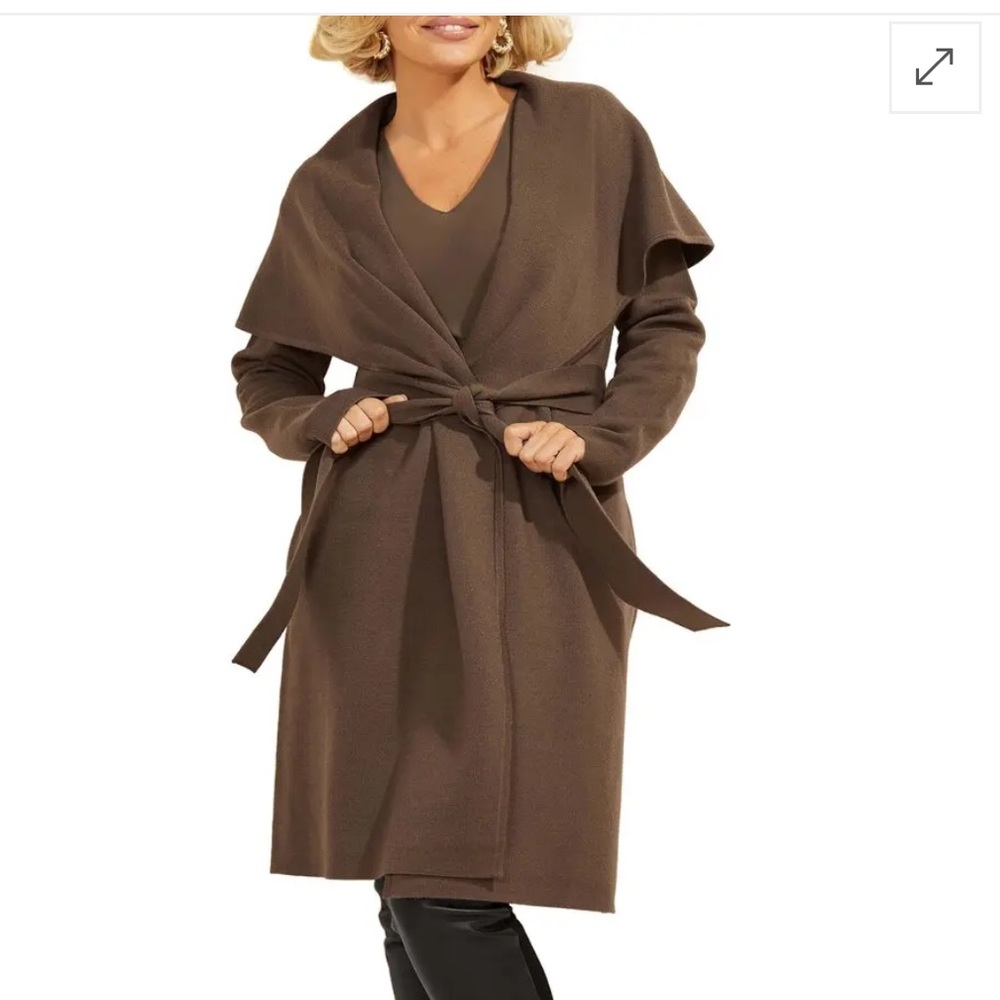Guess Marciano Manu Grey Wrap Cape Shawl Sweater Coat Size L XL